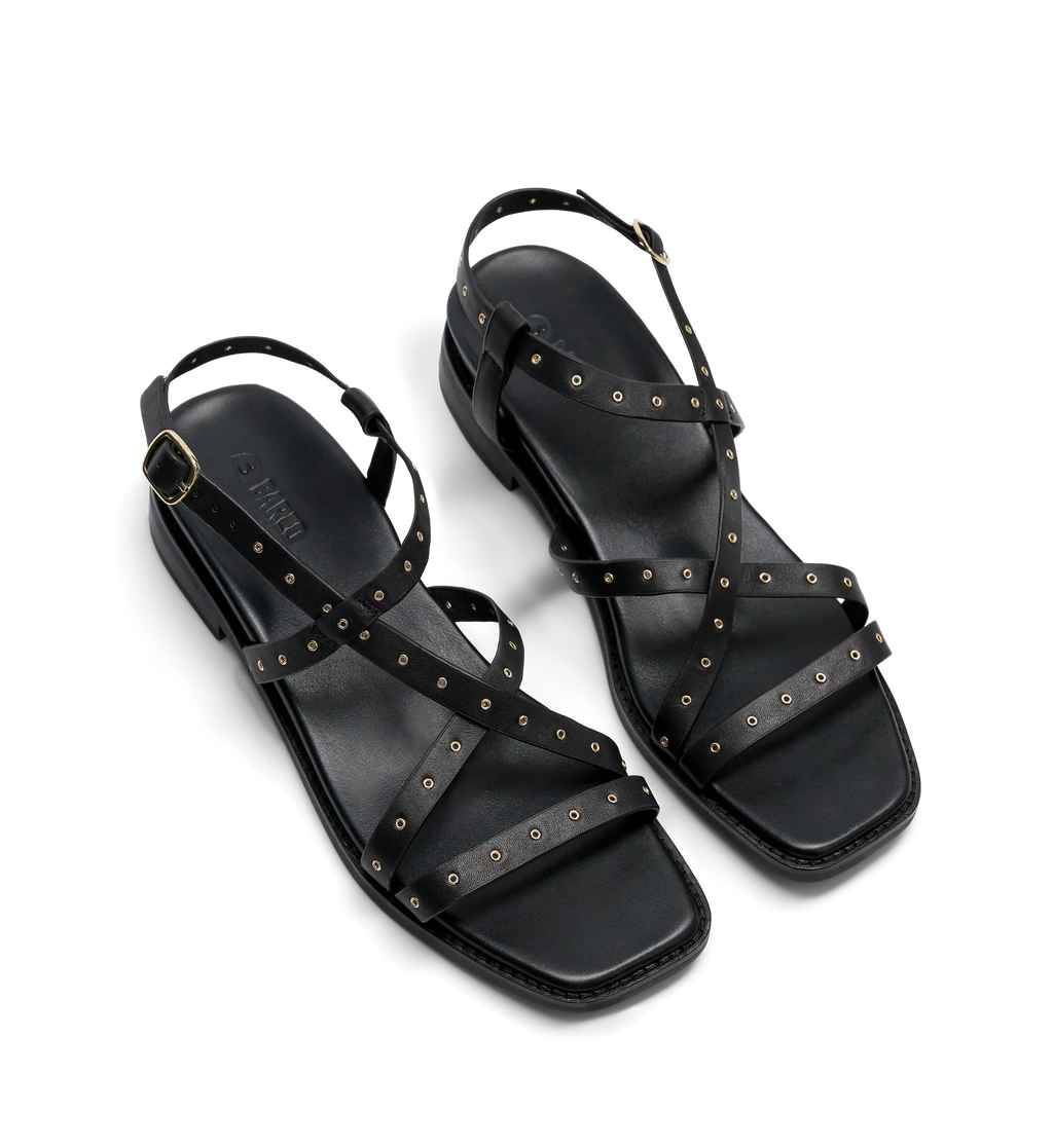 Wrentit Black Leather & Hardware Sandals | Bared Footwear