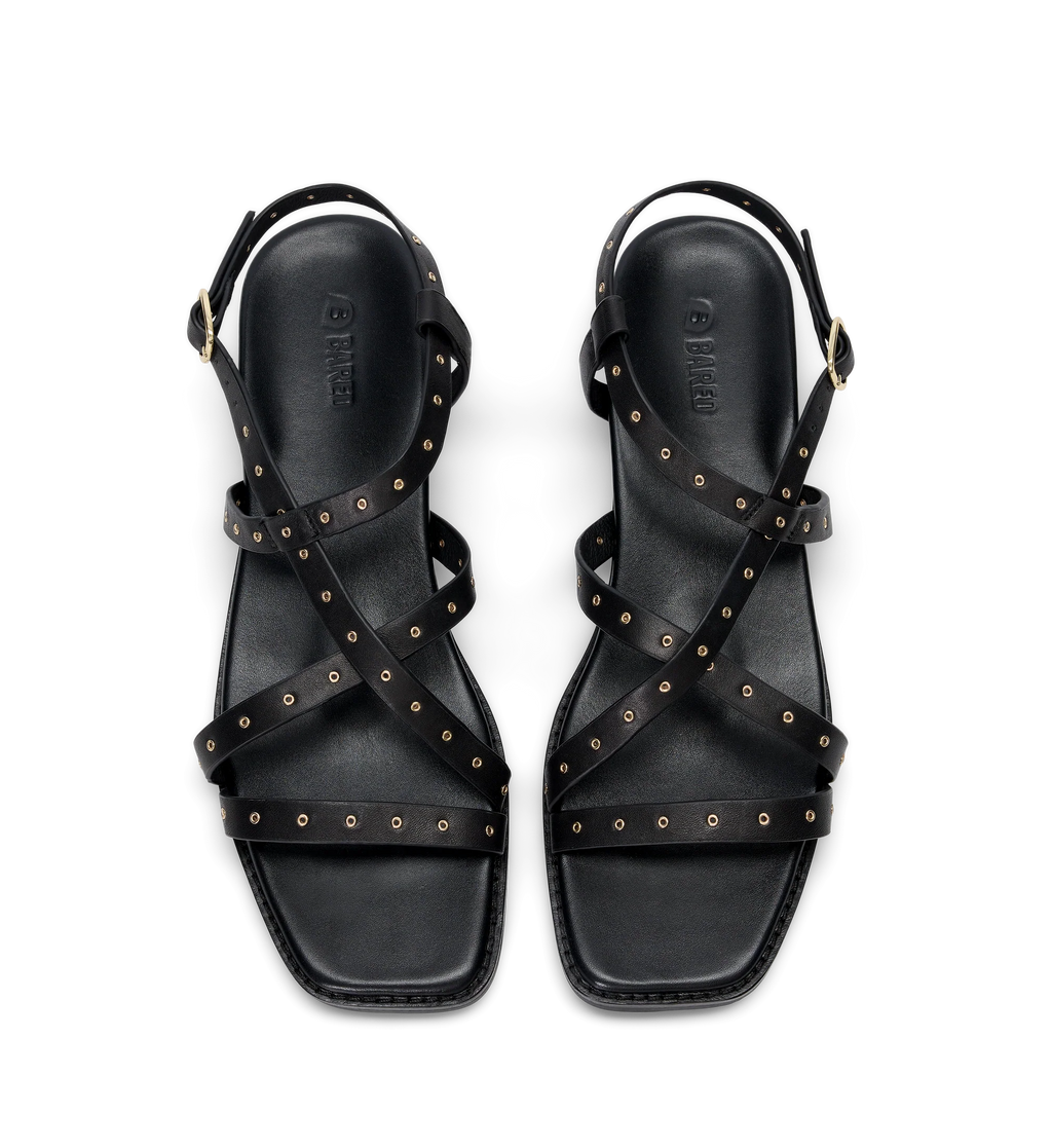 Wrentit Black Leather & Hardware Sandals | Bared Footwear