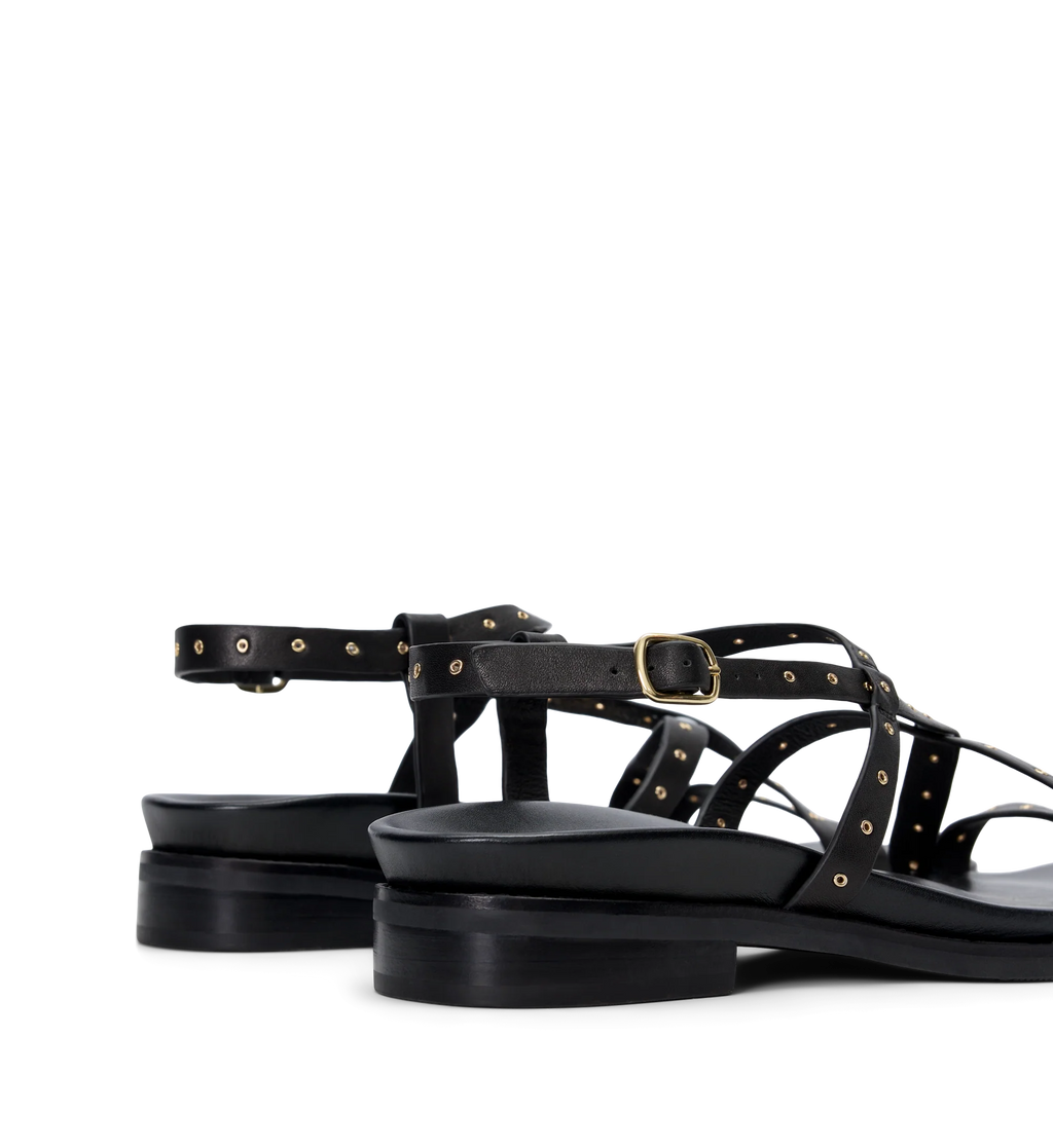 Wrentit Black Leather & Hardware Sandals | Bared Footwear