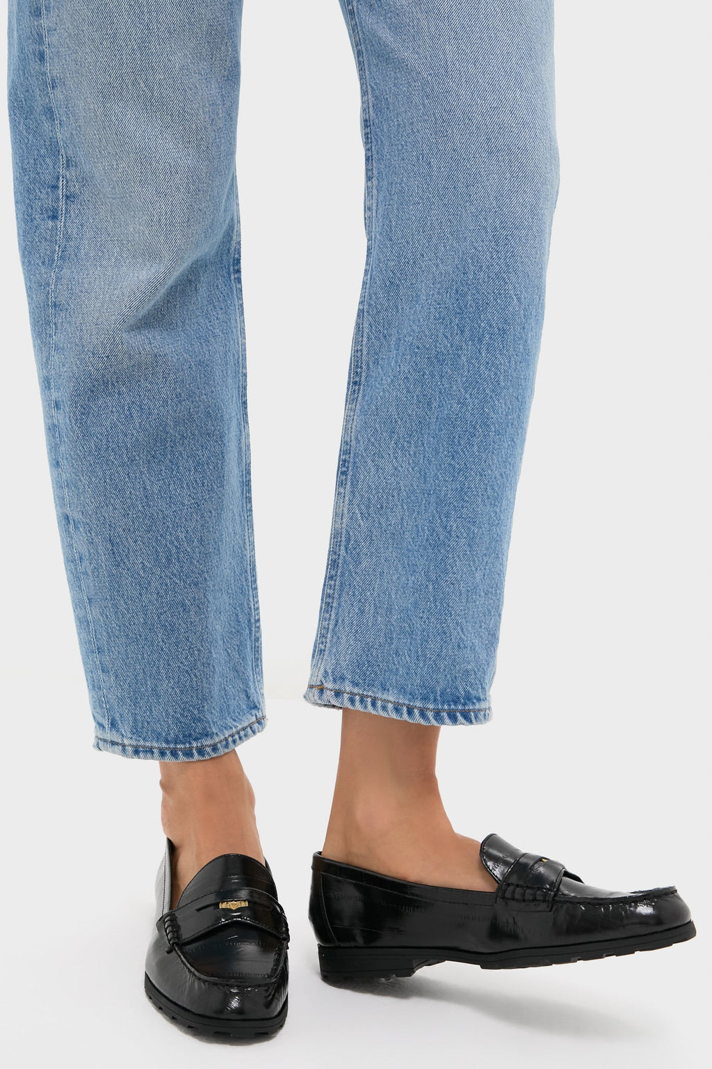 Black Penny Lug Loafers